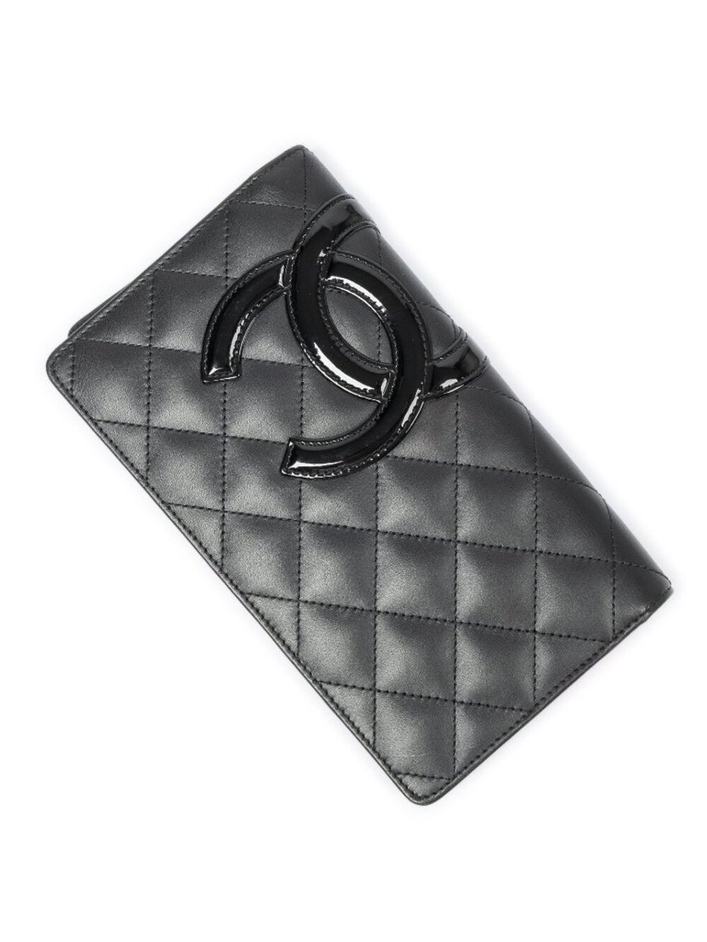 Chanel Cambon Ligne Bifold Wallet Black Quilted Lambskin Leather